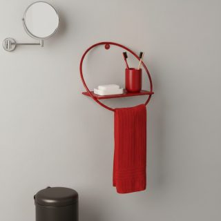 Kırmızı Yuvarlak Mutfa&Banyo Modern Metal Havlu askılı Duvar Rafı 30-25x17