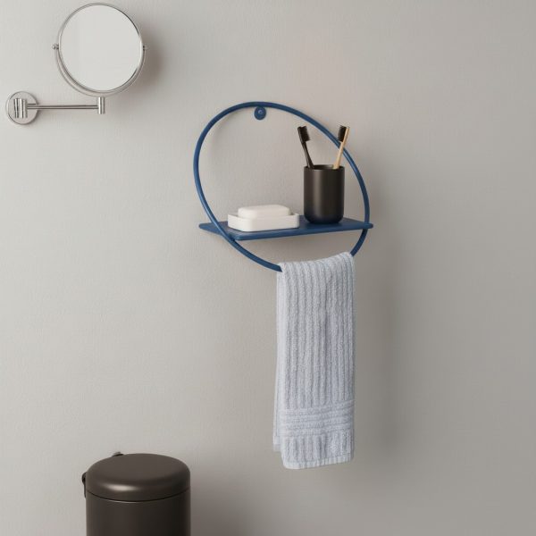 Yuvarlak Mutfa/Banyo MAVİ Modern Metal Havlu askılı Duvar Rafı 30-25x17