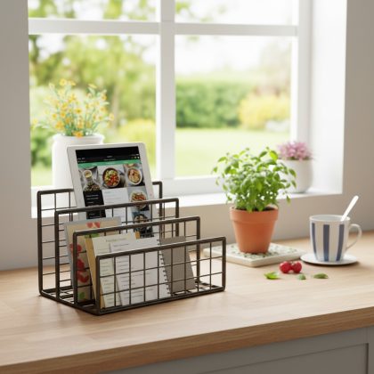 Metalik GRİ Masaüstü İskandinav TEL Dergilik 24X12X15 | GO DEKOR