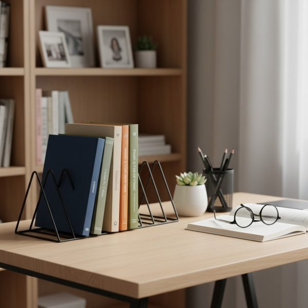 Üçgen 10 Gözlü Metal Dekoratif Masaüstü Kitaplık/Degilik/Plaklık 51x18cm