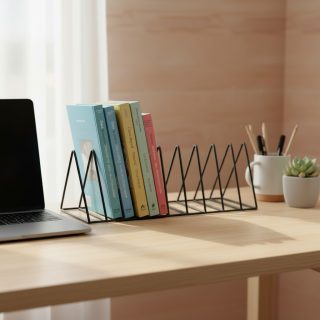 Üçgen 10 Gözlü Metal Dekoratif Masaüstü Kitaplık/Degilik/Plaklık 51x18cm