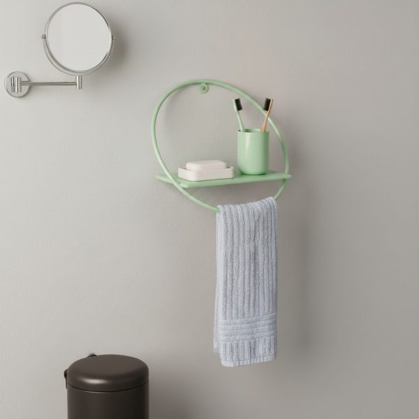 YEŞİL Yuvarlak Mutfa/Banyo Modern Metal Havlu askılı Duvar Rafı 30-25x17