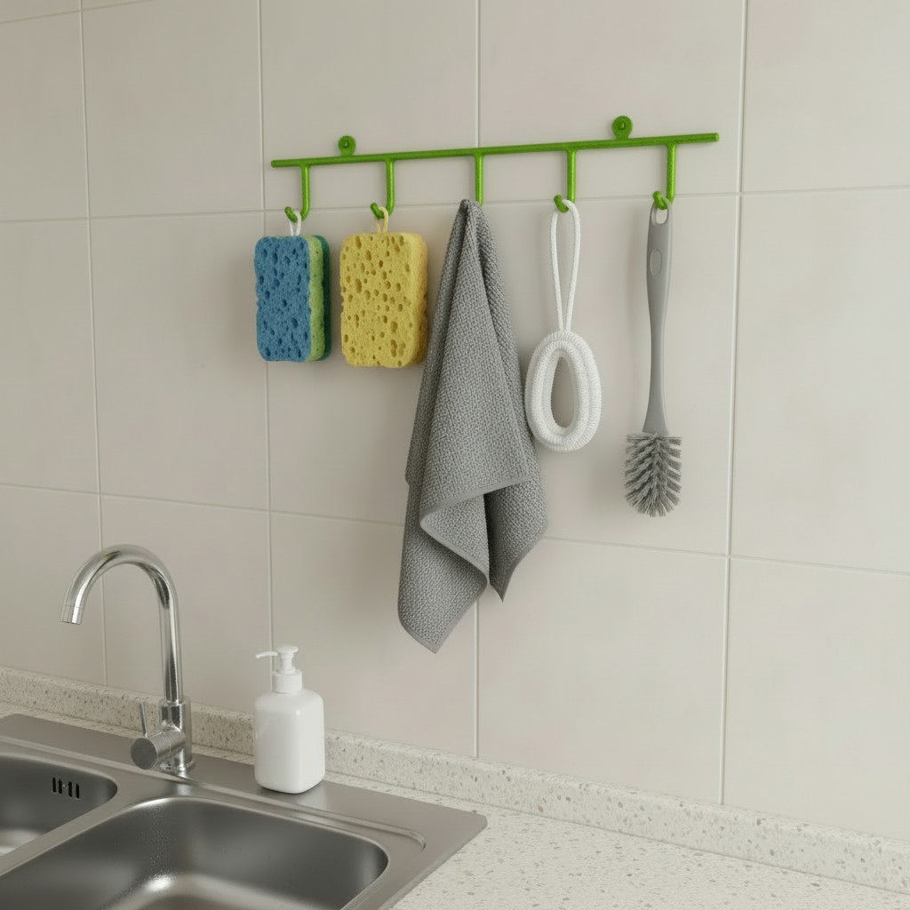 Mutfak/Banyo ve Antre için 5 kancalı (2 adet) YENİ Rengli Askılar 41cm uzunluk 9cm aralıklı