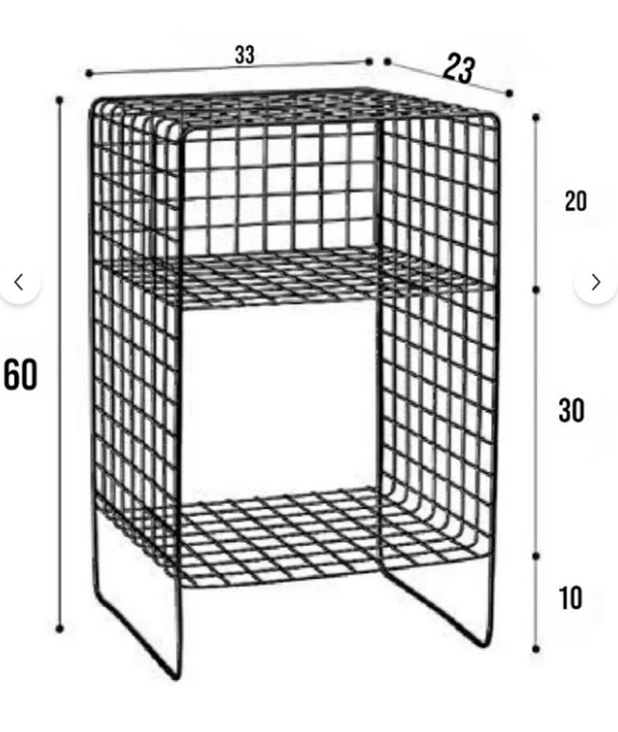 İskandinav Metal Tel Kafes Ayaklı (Grid) Yan Sehpa 60x33x23 - Görsel 3