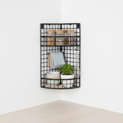 Banyo ve Mutfak KÖŞE Rafı 2 Gözlü ölçü 48X20x18cm | GO DEKOR
