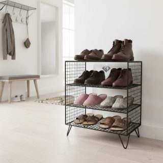 İskandinav YENİ Metal Dekoratif 3 Gözlü Ayakkabılık/Terliklik/Yan sehpa 60x50x32