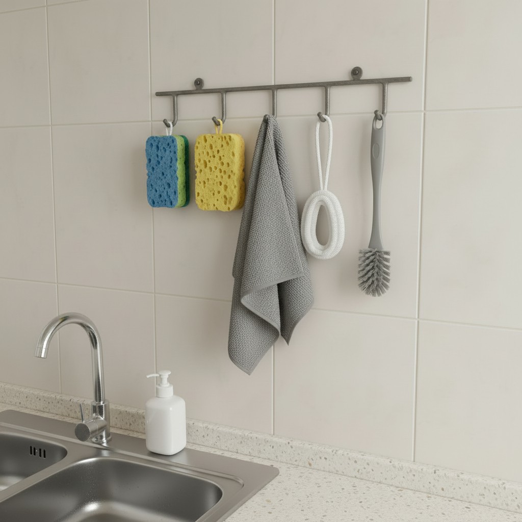 Mutfak/Banyo ve Antre için 5 kancalı (2 adet) YENİ Rengli Askılar 41cm uzunluk 9cm aralıklı - Görsel 4