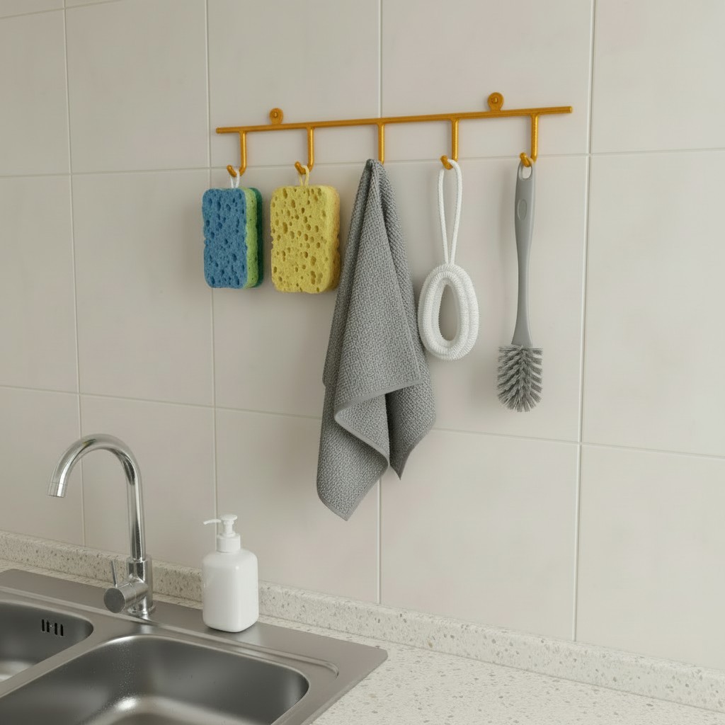 Mutfak/Banyo ve Antre için 5 kancalı (2 adet) YENİ Rengli Askılar 41cm uzunluk 9cm aralıklı - Görsel 5