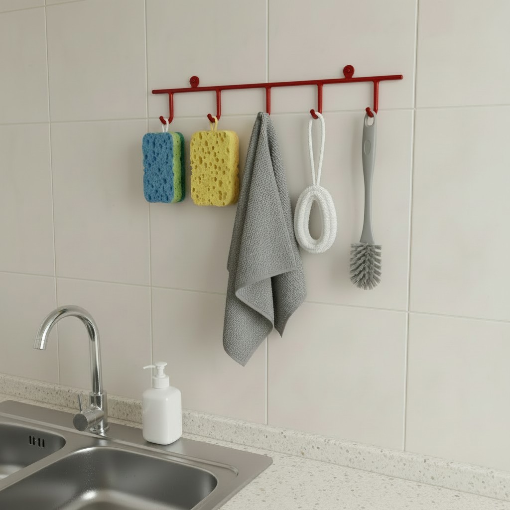 Mutfak/Banyo ve Antre için 5 kancalı (2 adet) YENİ Rengli Askılar 41cm uzunluk 9cm aralıklı - Görsel 6