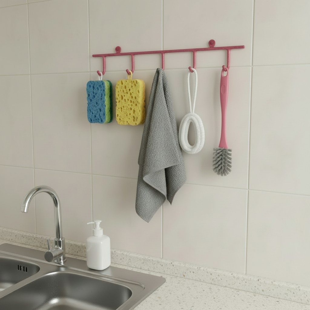 Mutfak/Banyo ve Antre için 5 kancalı (2 adet) YENİ Rengli Askılar 41cm uzunluk 9cm aralıklı - Görsel 7