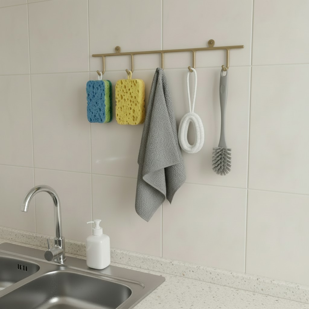 Mutfak/Banyo ve Antre için 5 kancalı (2 adet) YENİ Rengli Askılar 41cm uzunluk 9cm aralıklı - Görsel 9
