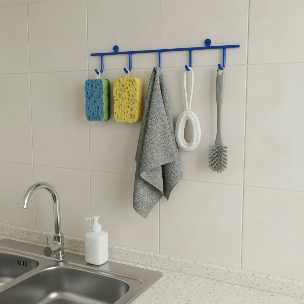 Mutfak/Banyo ve Antre için 5 kancalı (2 adet) YENİ Rengli Askılar 41cm uzunluk 9cm aralıklı - Görsel 8