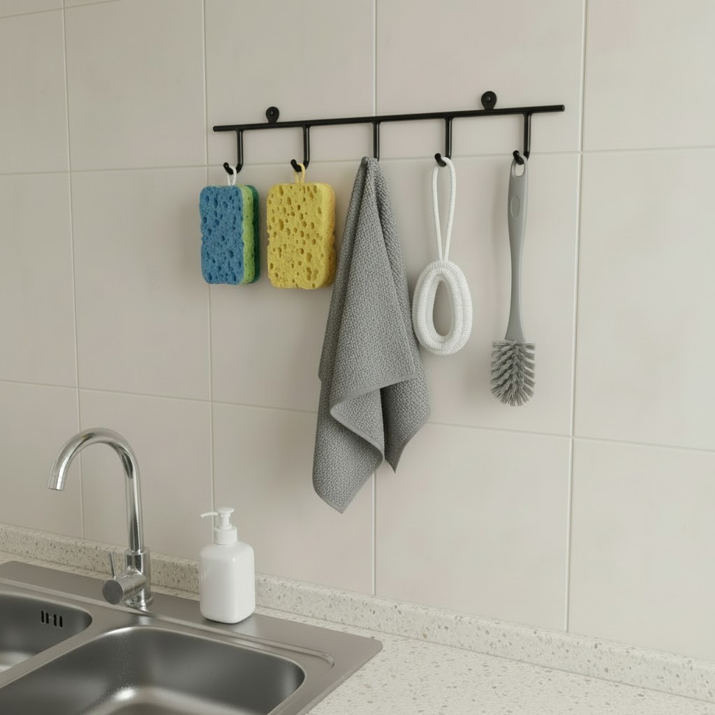 Mutfak/Banyo ve Antre için 5 kancalı (2 adet) YENİ Rengli Askılar 41cm uzunluk 9cm aralıklı - Görsel 10