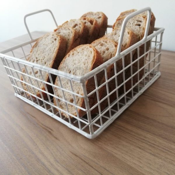 Çok Amaçlı Metal Kare Sevimli Ekmek Sepeti (BEYAZ)