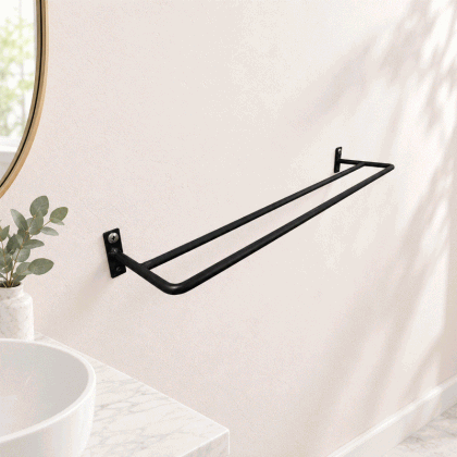 Ömürlük İki Bölmeli Banyo Havlu Askılı 45x10